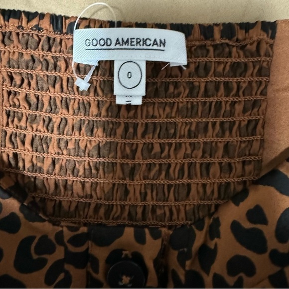 Good American Corset Puff Sleeve Midi Dress in Chai Leopard Print - Size 0/XS - Picture 9 of 10